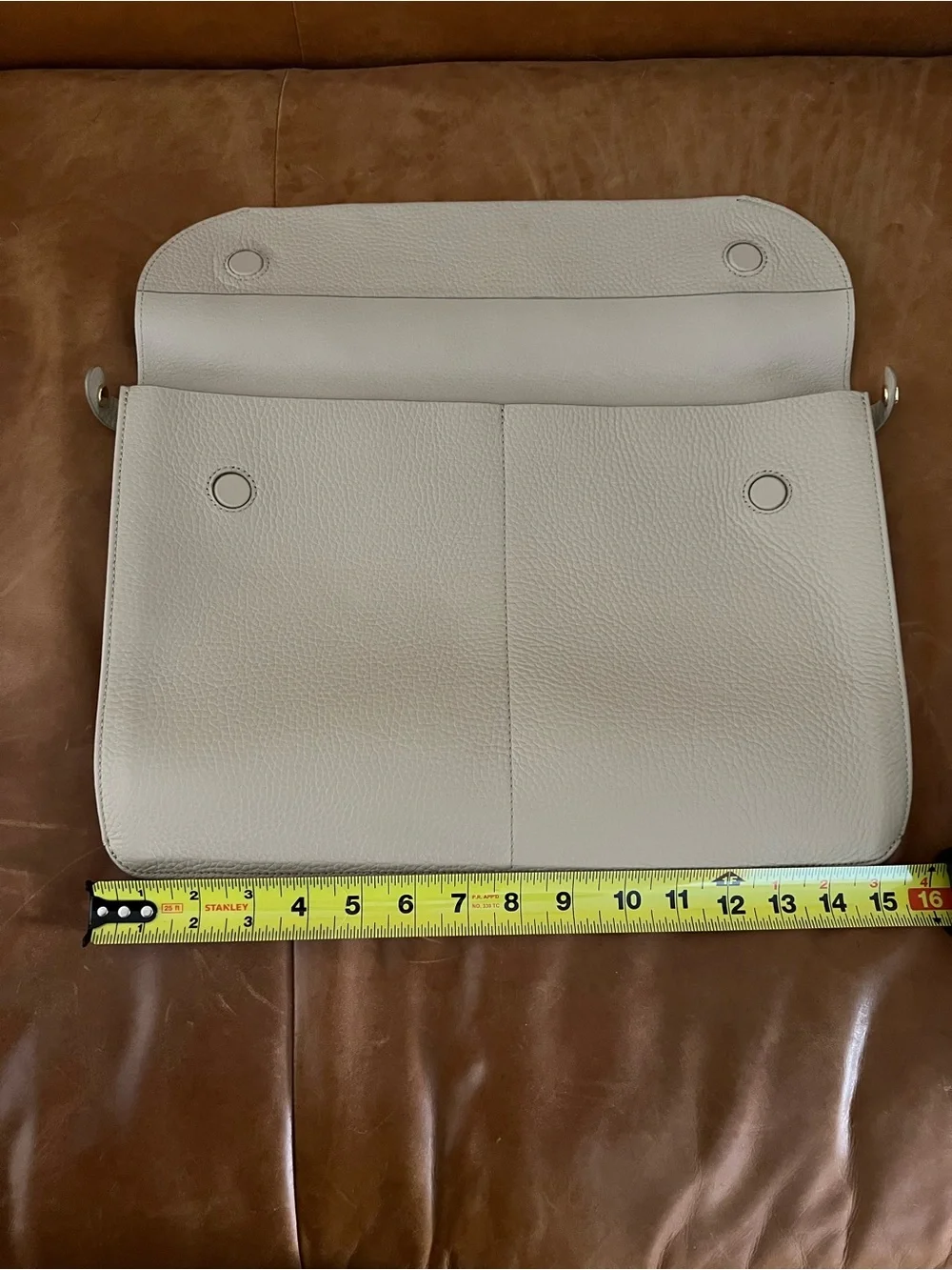 Cuyana Cream Pebbled Leather Laptop Sleeve - holds up to 15 in